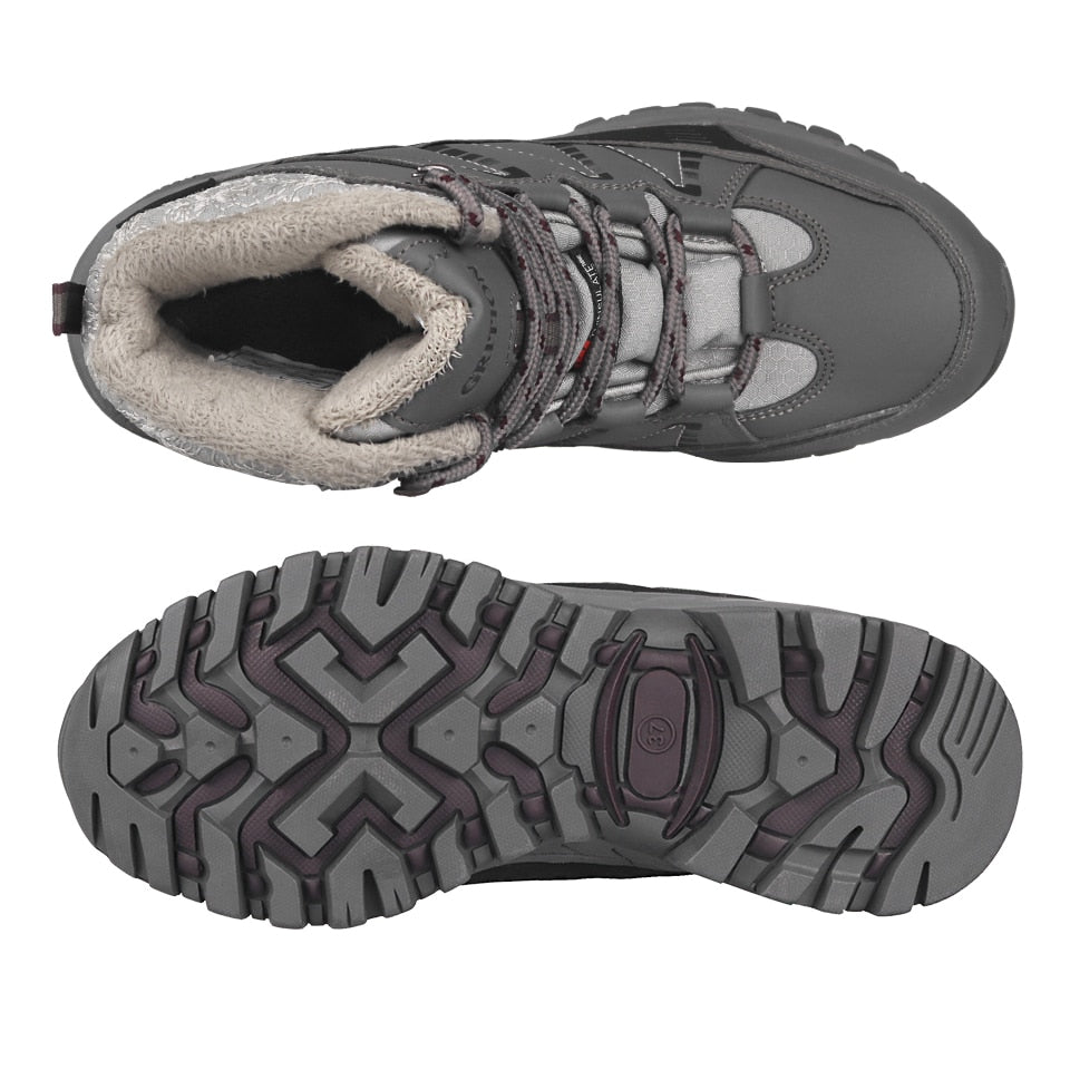 Hiking Shoes Waterproof Mountain Keep Warm Non-slip PU Leather Snow Mountain Hunting Shoes Outdoor Fashion Winter